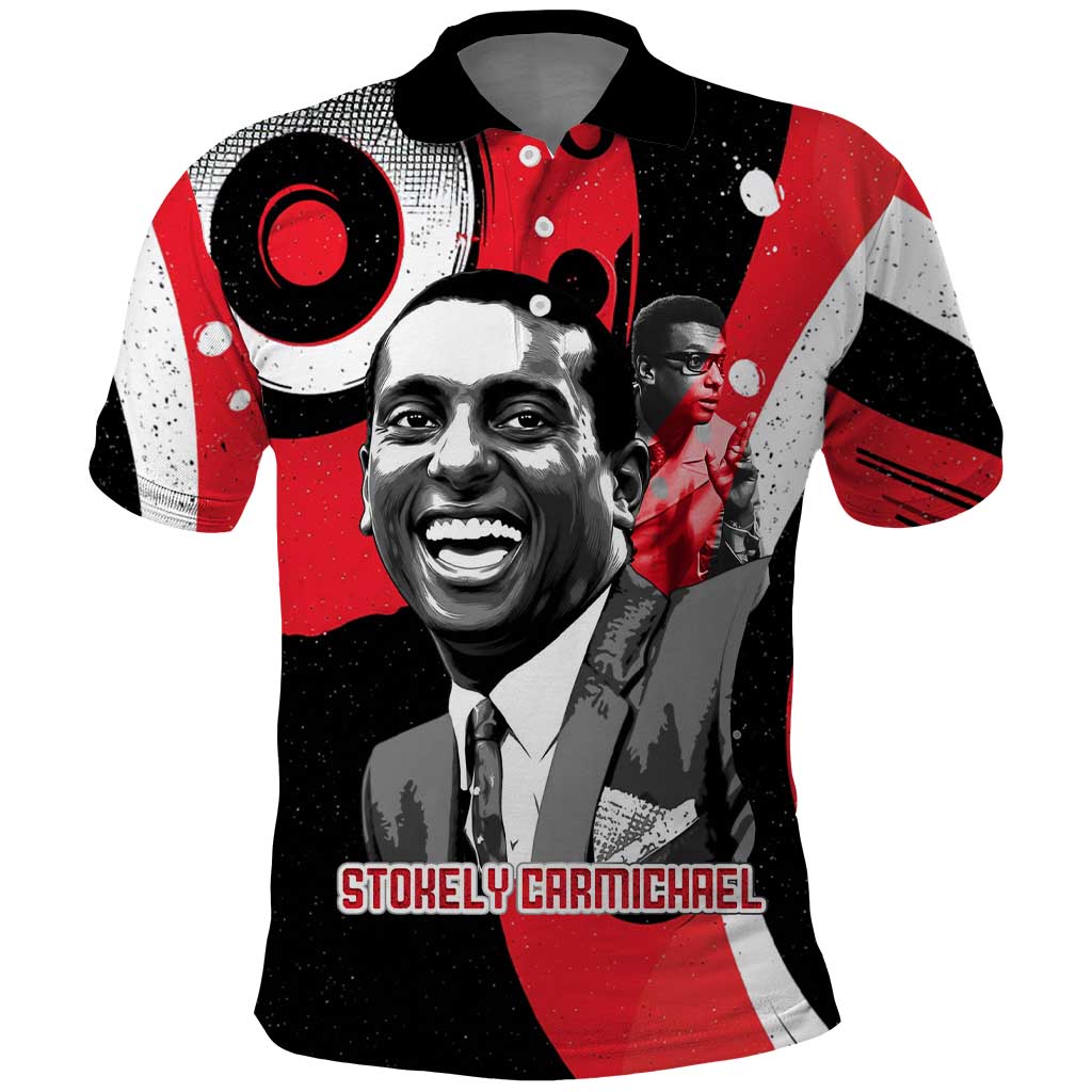 Stokely Carmichael Polo Shirt Abstract Design Black Power Text Civil Rights Activist - African Pride