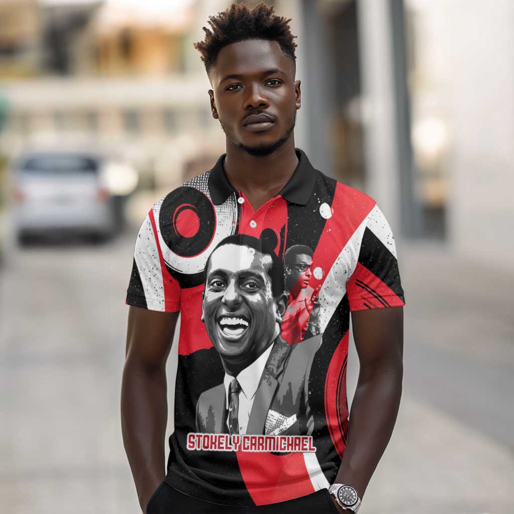 Stokely Carmichael Polo Shirt Abstract Design Black Power Text Civil Rights Activist - African Pride