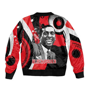 Stokely Carmichael Sleeve Zip Bomber Jacket Abstract Design Black Power Text Civil Rights Activist - African Pride