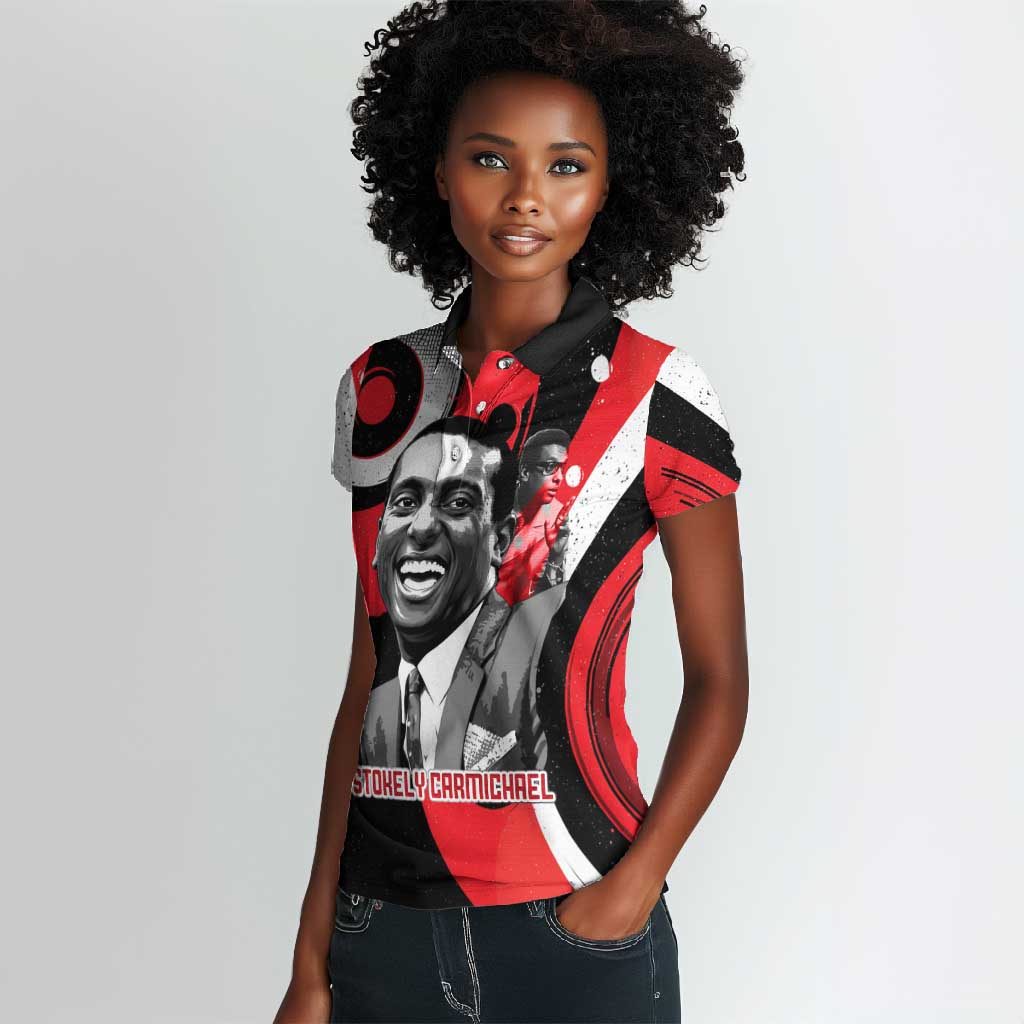 Stokely Carmichael Women Polo Shirt Abstract Design Black Power Text Civil Rights Activist - African Pride