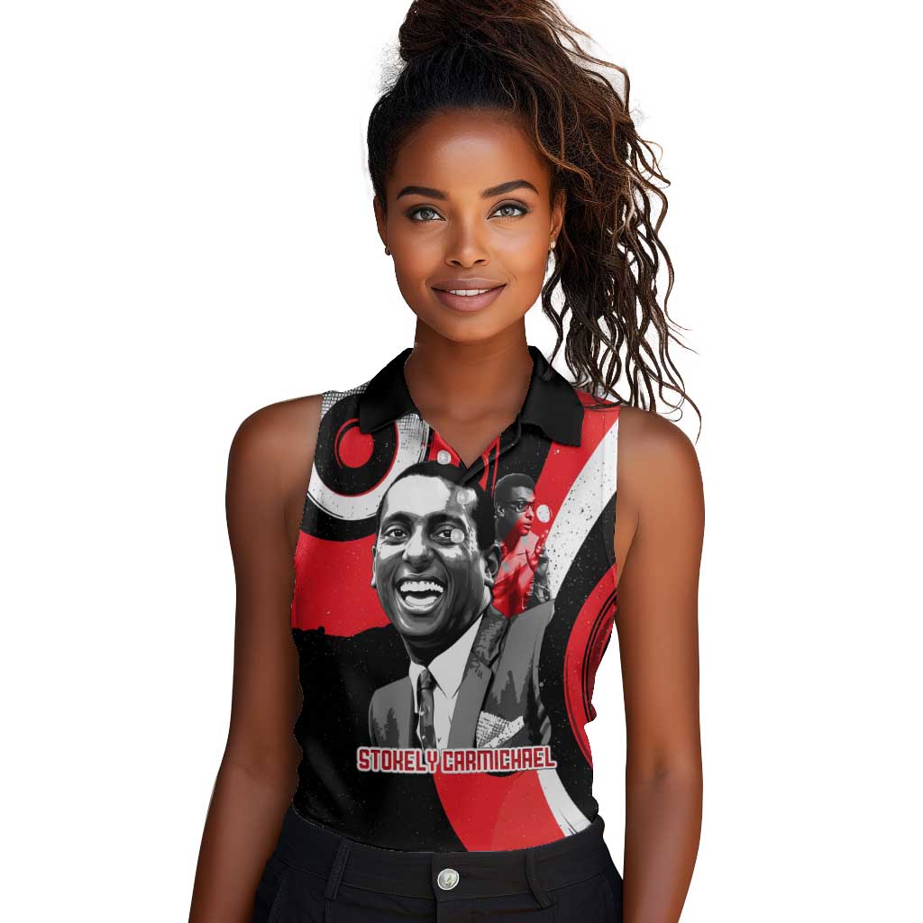 Stokely Carmichael Women Sleeveless Polo Shirt Abstract Design Black Power Text Civil Rights Activist - African Pride