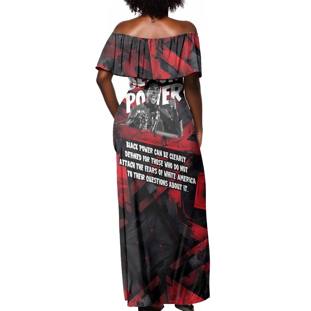 Stokely Carmichael Off Shoulder Maxi Dress Graphic Design Black Power Quote Powerful Speech Civil Rights - African Pride