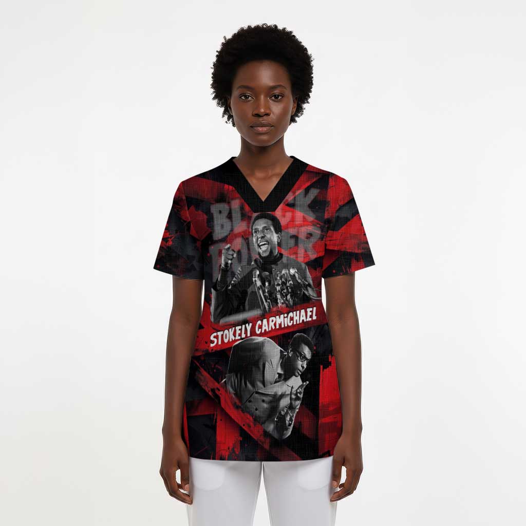 Stokely Carmichael Scrub Top Graphic Design Black Power Quote Powerful Speech Civil Rights - African Pride