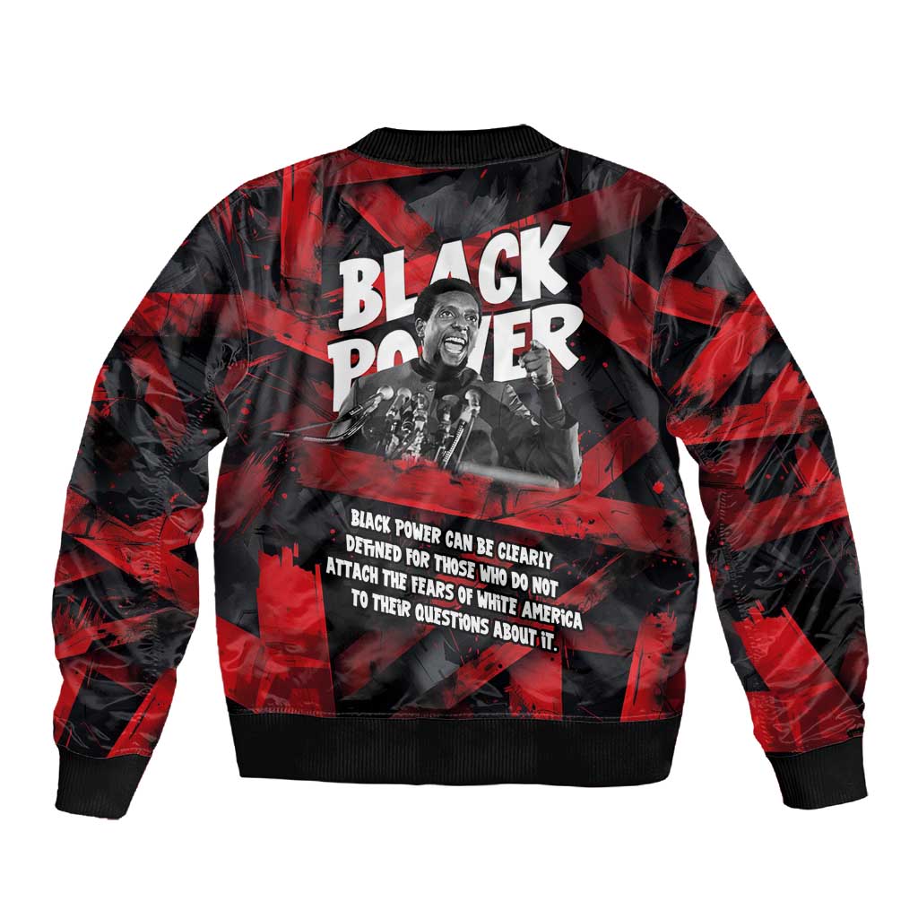 Stokely Carmichael Sleeve Zip Bomber Jacket Graphic Design Black Power Quote Powerful Speech Civil Rights - African Pride