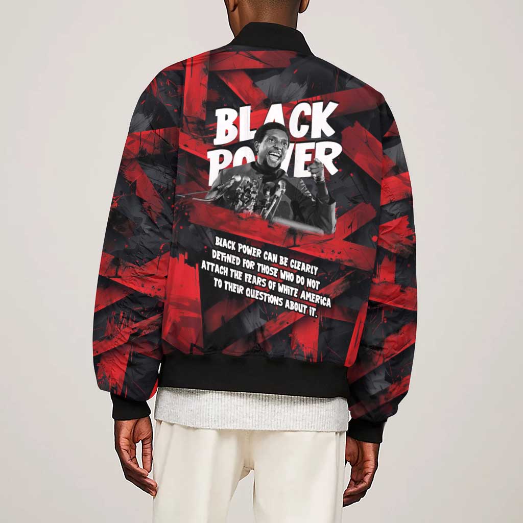 Stokely Carmichael Sleeve Zip Bomber Jacket Graphic Design Black Power Quote Powerful Speech Civil Rights - African Pride