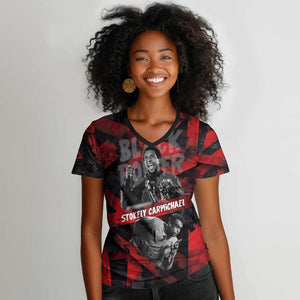Stokely Carmichael Women V-Neck T-Shirt Graphic Design Black Power Quote Powerful Speech Civil Rights - African Pride