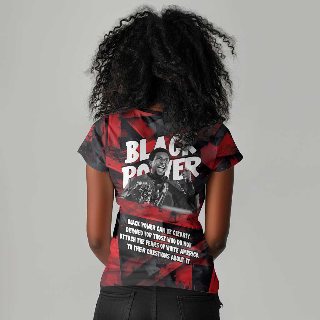 Stokely Carmichael Women V-Neck T-Shirt Graphic Design Black Power Quote Powerful Speech Civil Rights - African Pride