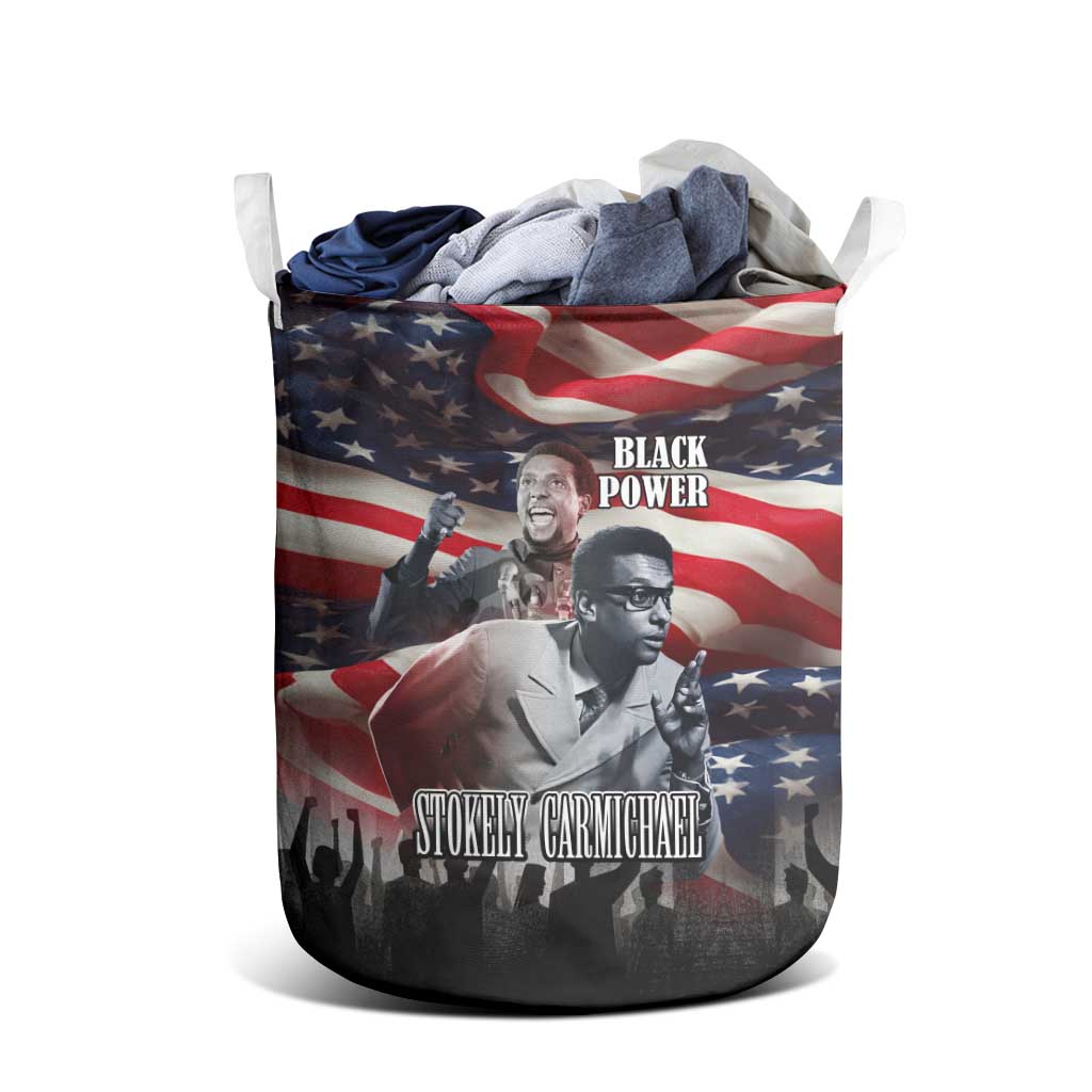 Stokely Carmichael Laundry Basket American Flag Background Black Power Quote Civil Rights Leader Powerful Speech - African Pride