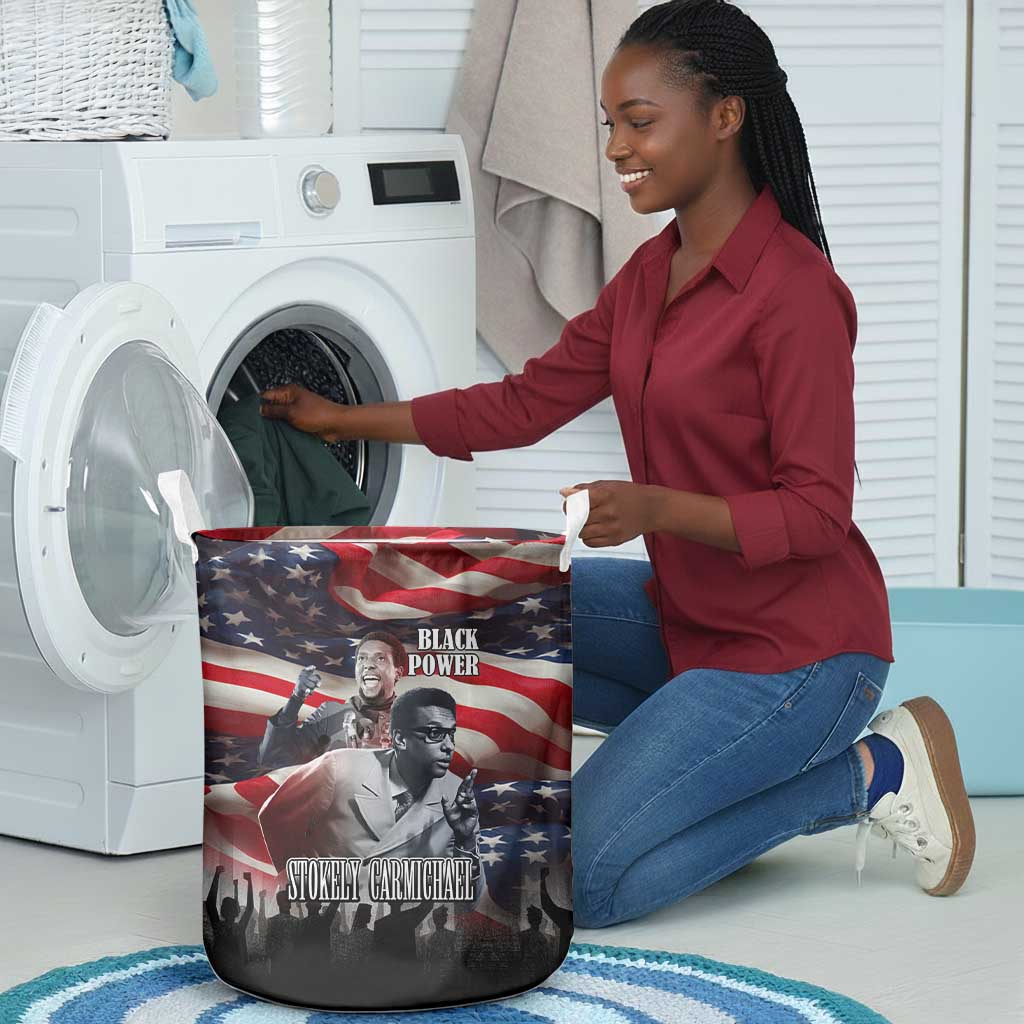 Stokely Carmichael Laundry Basket American Flag Background Black Power Quote Civil Rights Leader Powerful Speech - African Pride