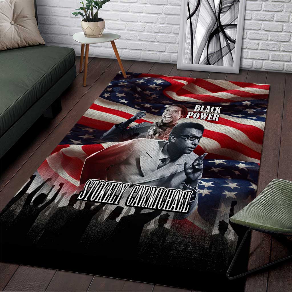 Stokely Carmichael Area Rug American Flag Background Black Power Quote Civil Rights Leader Powerful Speech - African Pride