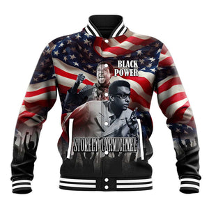 Stokely Carmichael Baseball Jacket American Flag Background Black Power Quote Civil Rights Leader Powerful Speech - African Pride