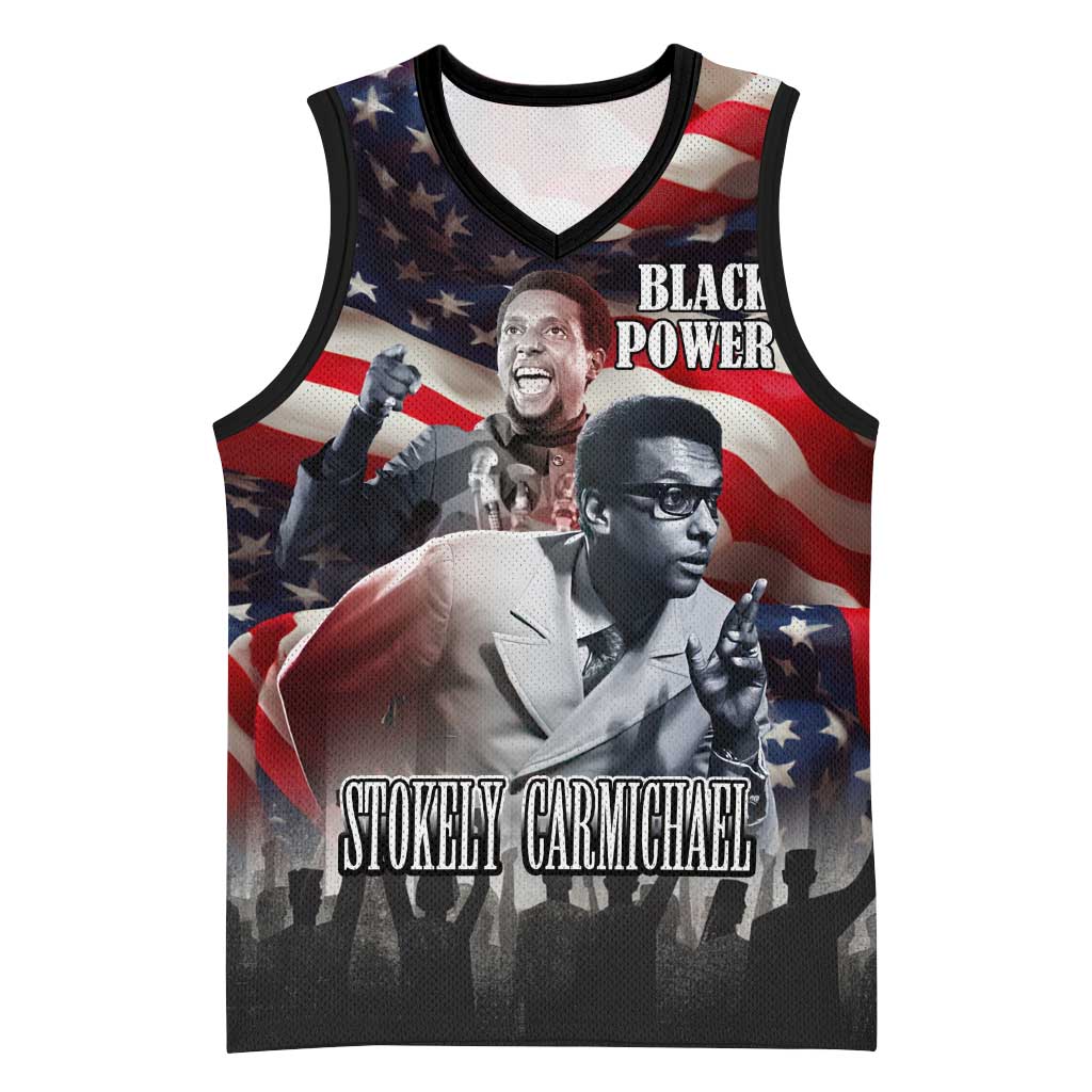 Stokely Carmichael Basketball Jersey American Flag Background Black Power Quote Civil Rights Leader Powerful Speech - African Pride