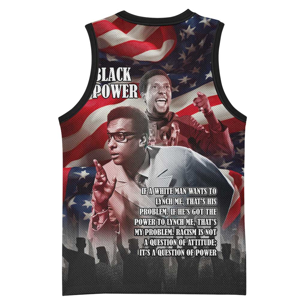 Stokely Carmichael Basketball Jersey American Flag Background Black Power Quote Civil Rights Leader Powerful Speech - African Pride