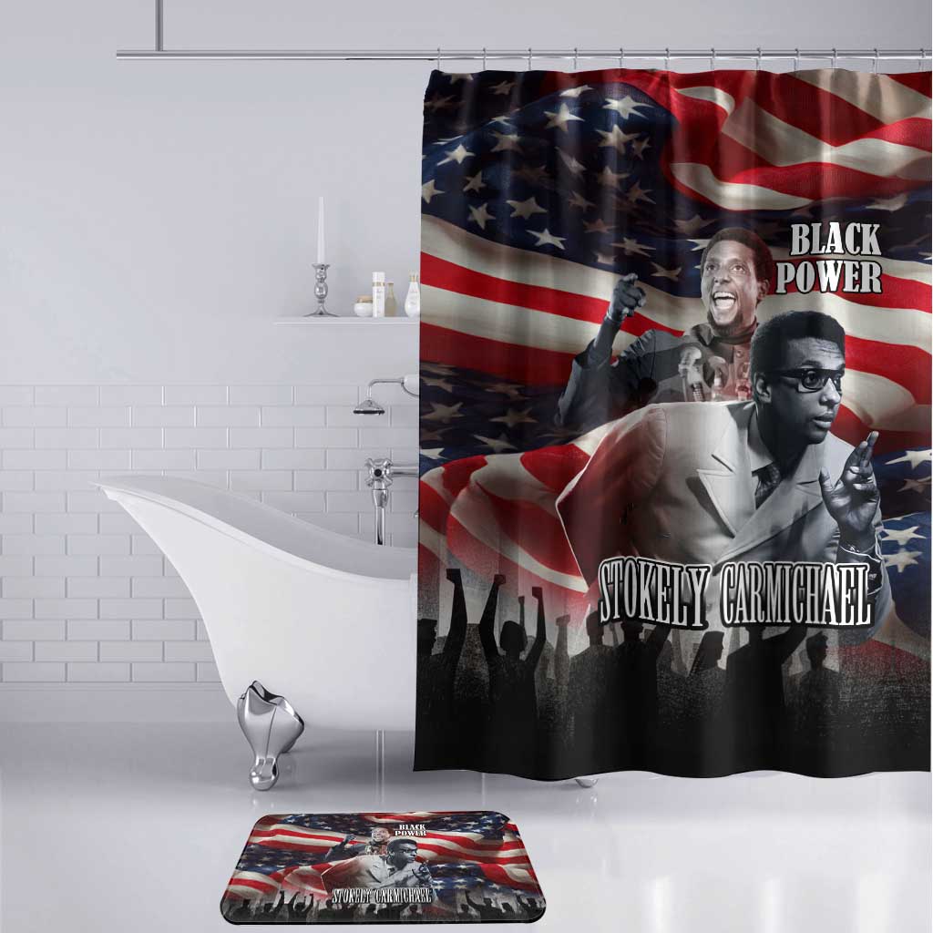 Stokely Carmichael Bathroom Set American Flag Background Black Power Quote Civil Rights Leader Powerful Speech - African Pride