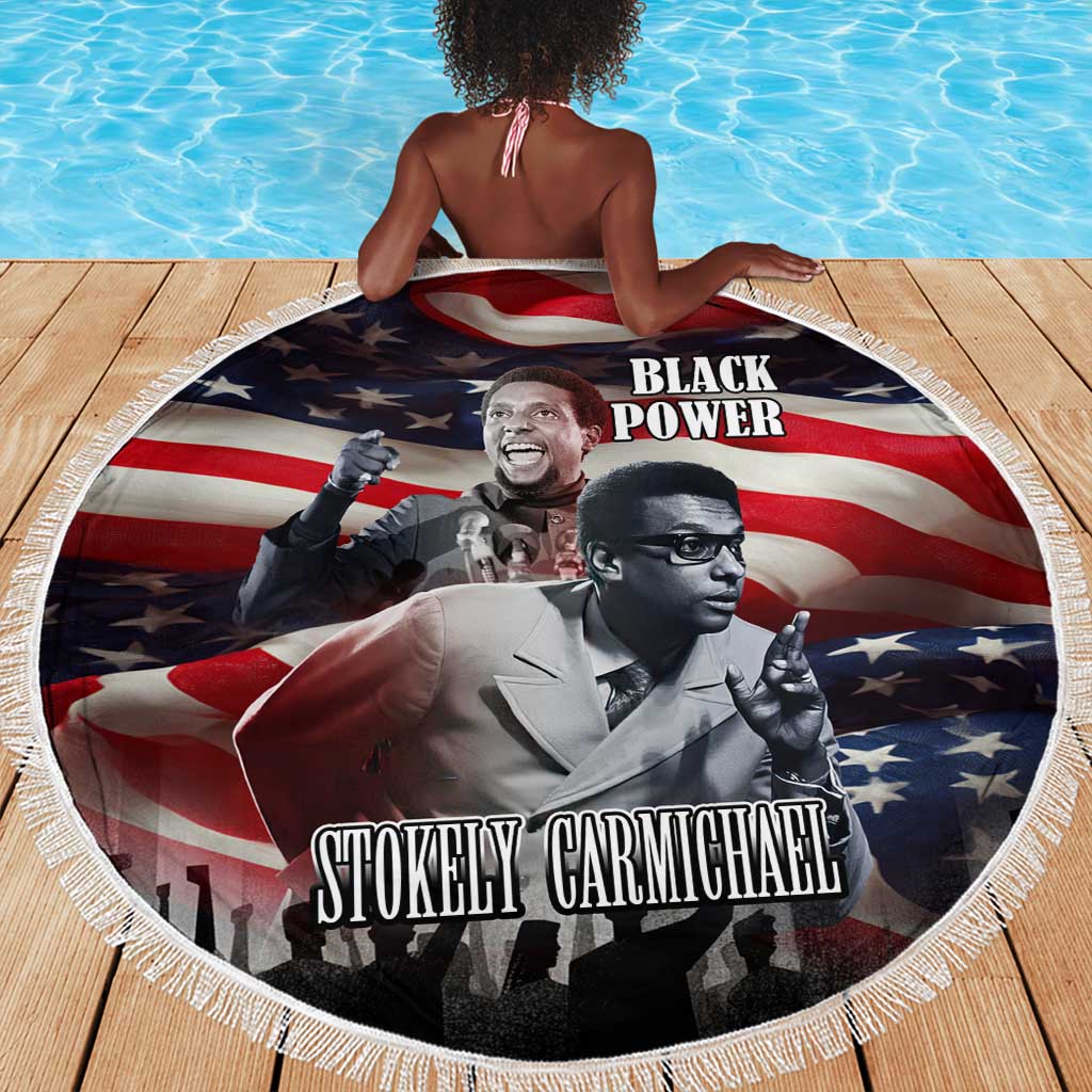 Stokely Carmichael Beach Blanket American Flag Background Black Power Quote Civil Rights Leader Powerful Speech - African Pride