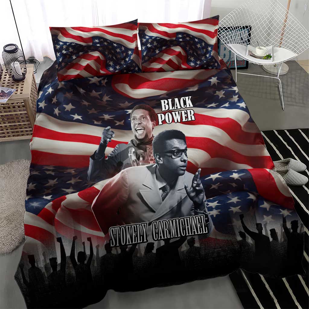 Stokely Carmichael Bedding Set American Flag Background Black Power Quote Civil Rights Leader Powerful Speech - African Pride