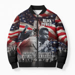 Stokely Carmichael Bomber Puffer Jacket American Flag Background Black Power Quote Civil Rights Leader Powerful Speech - African Pride
