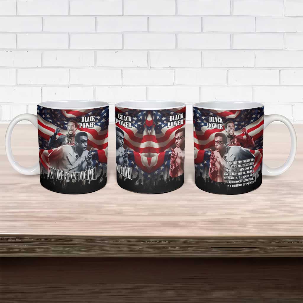 Stokely Carmichael Ceramic Mug American Flag Background Black Power Quote Civil Rights Leader Powerful Speech - African Pride