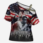 Stokely Carmichael Cross Shoulder Shirt American Flag Background Black Power Quote Civil Rights Leader Powerful Speech - African Pride