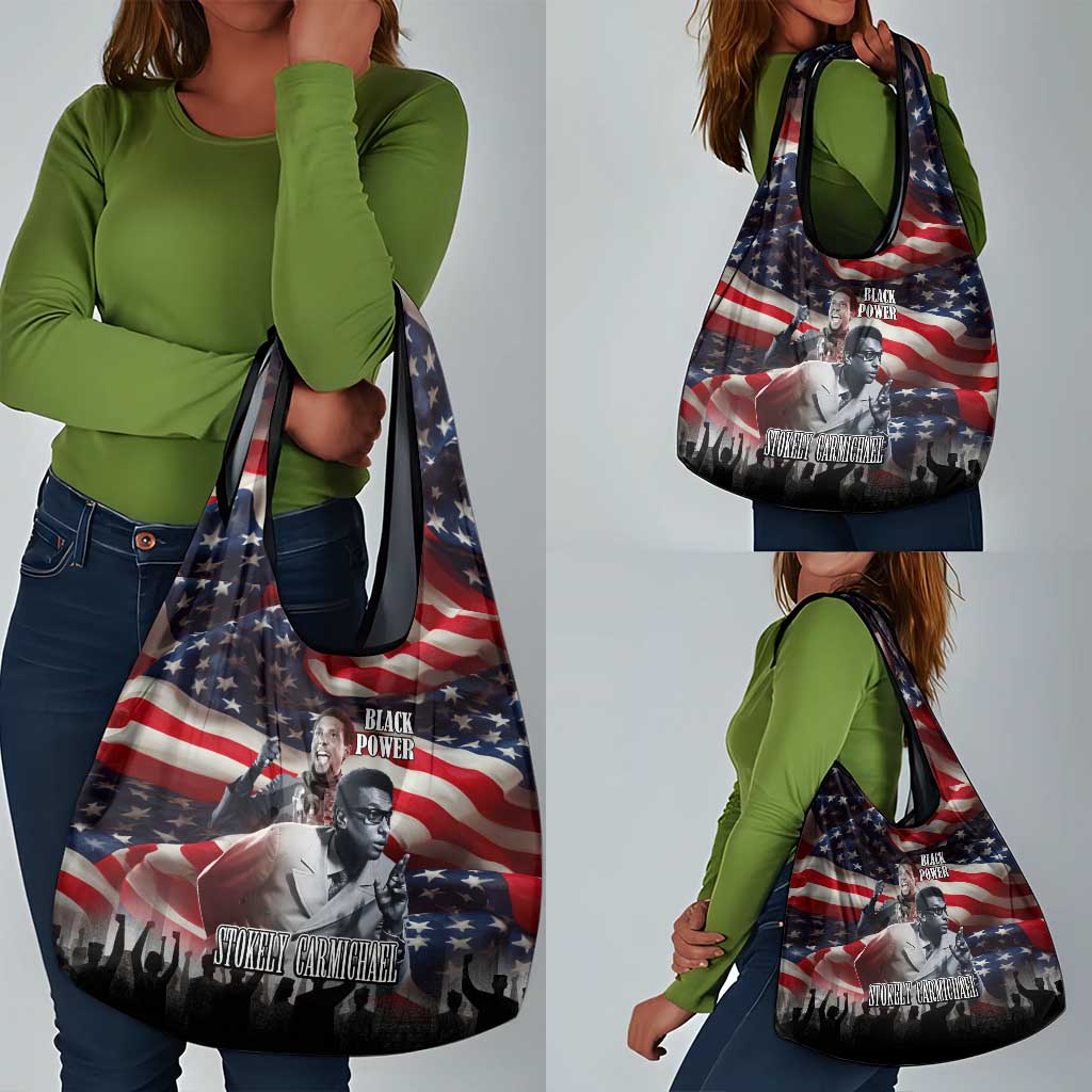 Stokely Carmichael Grocery Bag American Flag Background Black Power Quote Civil Rights Leader Powerful Speech - African Pride