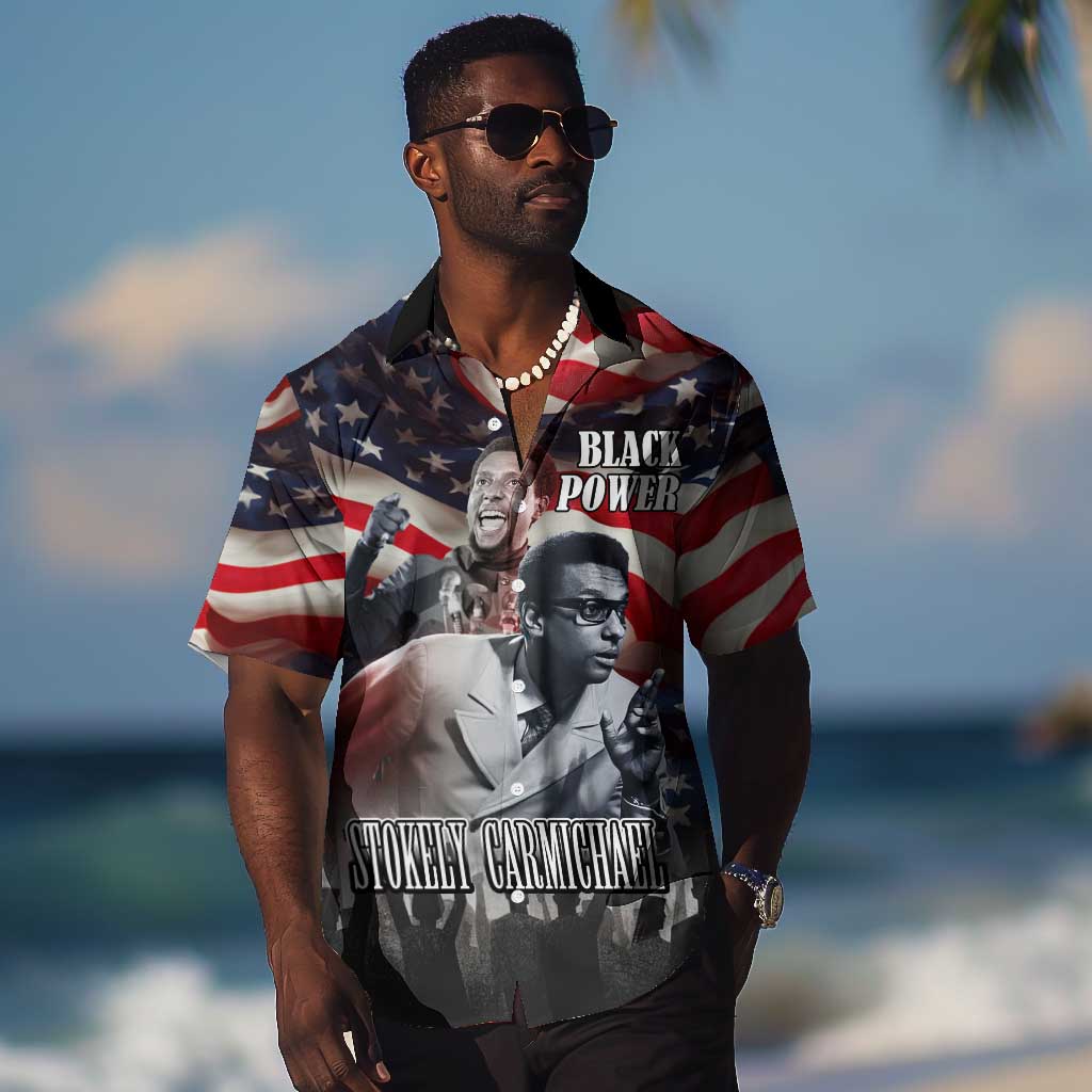 Stokely Carmichael Hawaiian Shirt American Flag Background Black Power Quote Civil Rights Leader Powerful Speech - African Pride