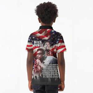 Stokely Carmichael Kid Polo Shirt American Flag Background Black Power Quote Civil Rights Leader Powerful Speech - African Pride