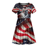 Stokely Carmichael Kid Short Sleeve Dress American Flag Background Black Power Quote Civil Rights Leader Powerful Speech - African Pride
