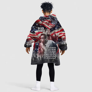 Stokely Carmichael Kid Wearable Blanket Hoodie American Flag Background Black Power Quote Civil Rights Leader Powerful Speech - African Pride