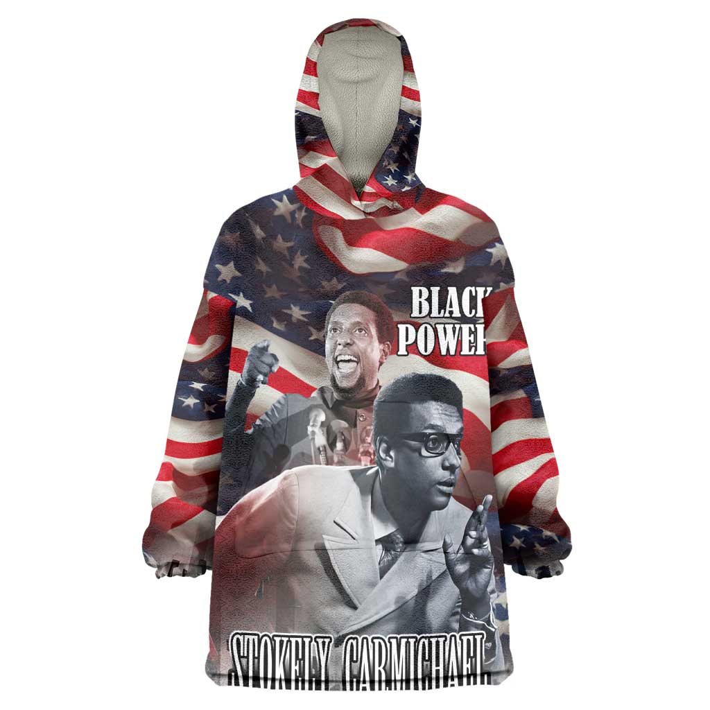 Stokely Carmichael Kid Wearable Blanket Hoodie American Flag Background Black Power Quote Civil Rights Leader Powerful Speech - African Pride