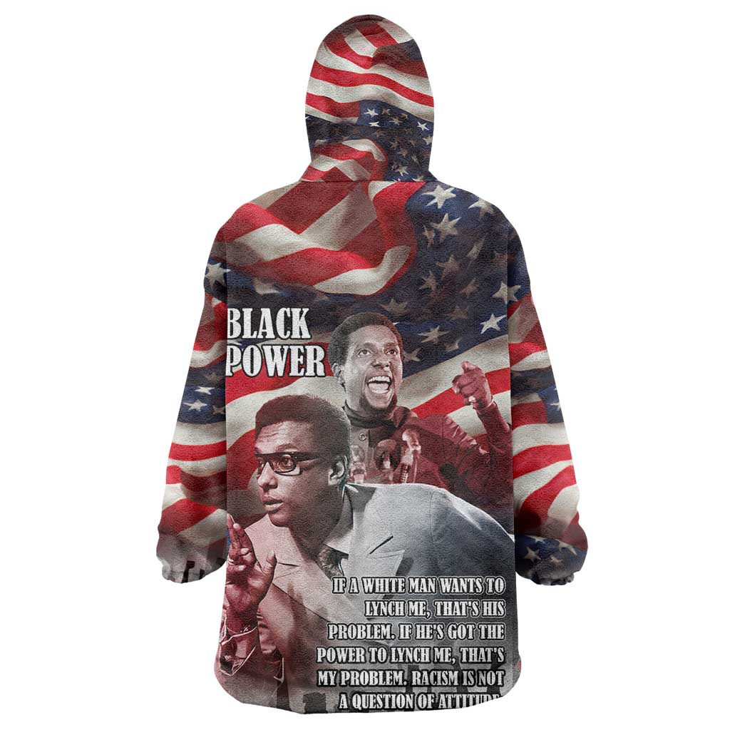 Stokely Carmichael Kid Wearable Blanket Hoodie American Flag Background Black Power Quote Civil Rights Leader Powerful Speech - African Pride