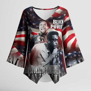 Stokely Carmichael Kimono Sleeve Blouse American Flag Background Black Power Quote Civil Rights Leader Powerful Speech - African Pride