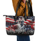 Stokely Carmichael Leather Tote Bag American Flag Background Black Power Quote Civil Rights Leader Powerful Speech - African Pride