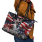 Stokely Carmichael Leather Tote Bag American Flag Background Black Power Quote Civil Rights Leader Powerful Speech - African Pride