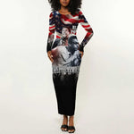 Stokely Carmichael Long Sleeve Bodycon Dress American Flag Background Black Power Quote Civil Rights Leader Powerful Speech - African Pride