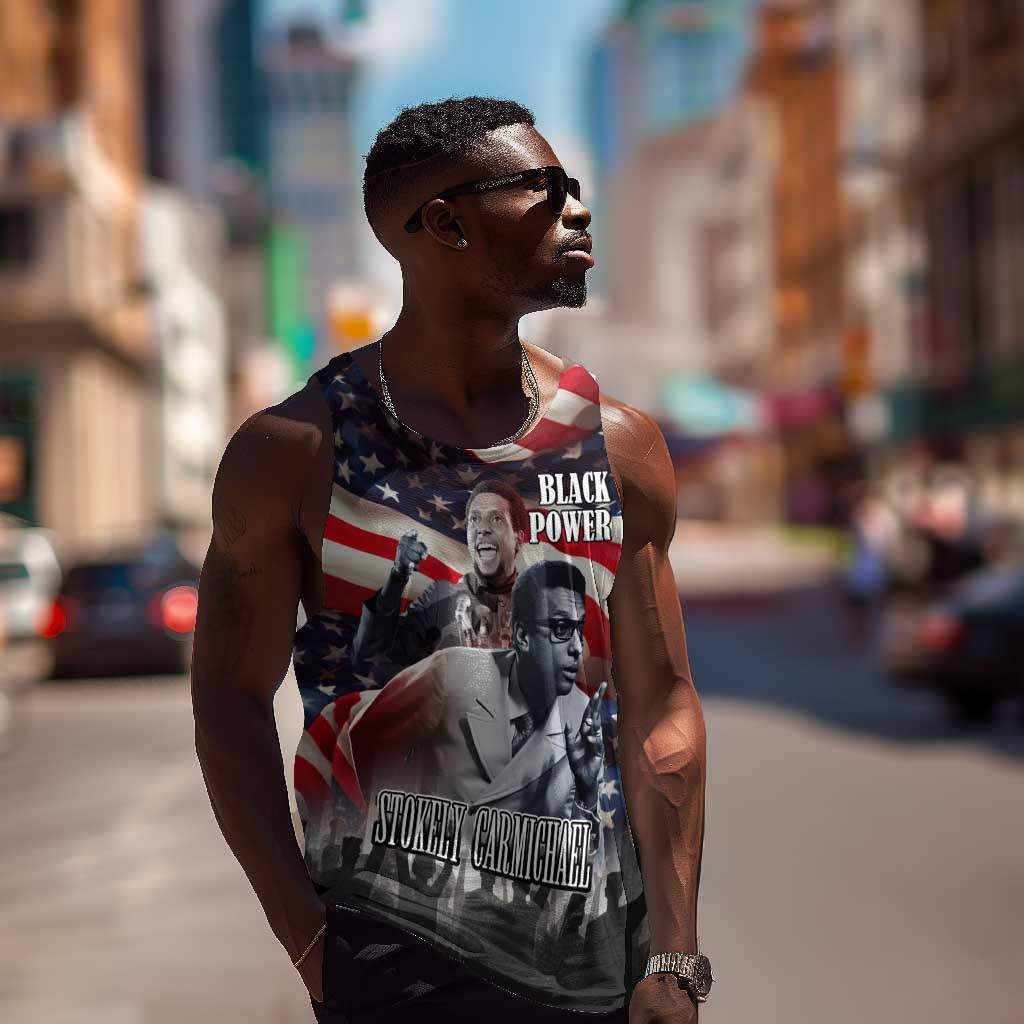 Stokely Carmichael Men Tank Top American Flag Background Black Power Quote Civil Rights Leader Powerful Speech - African Pride