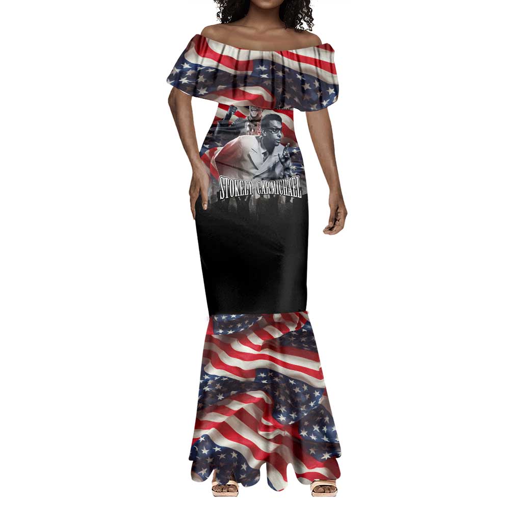 Stokely Carmichael Mermaid Dress American Flag Background Black Power Quote Civil Rights Leader Powerful Speech - African Pride