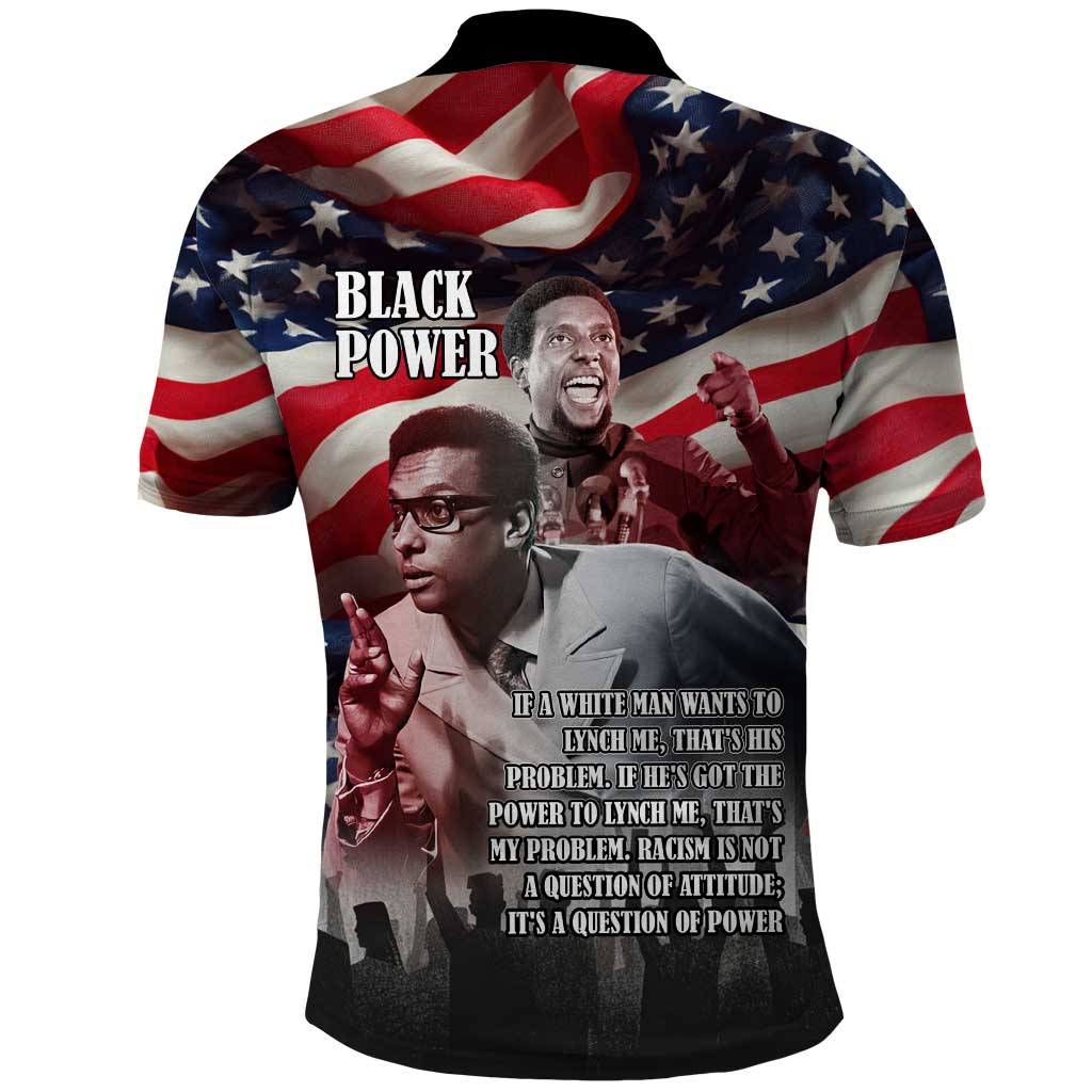 Stokely Carmichael Polo Shirt American Flag Background Black Power Quote Civil Rights Leader Powerful Speech - African Pride