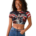 Stokely Carmichael Raglan Cropped T shirt American Flag Background Black Power Quote Civil Rights Leader Powerful Speech - African Pride