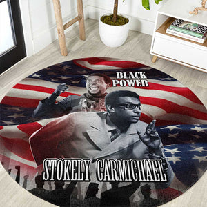 Stokely Carmichael Round Carpet American Flag Background Black Power Quote Civil Rights Leader Powerful Speech - African Pride