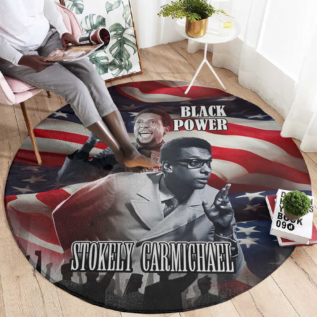 Stokely Carmichael Round Carpet American Flag Background Black Power Quote Civil Rights Leader Powerful Speech - African Pride