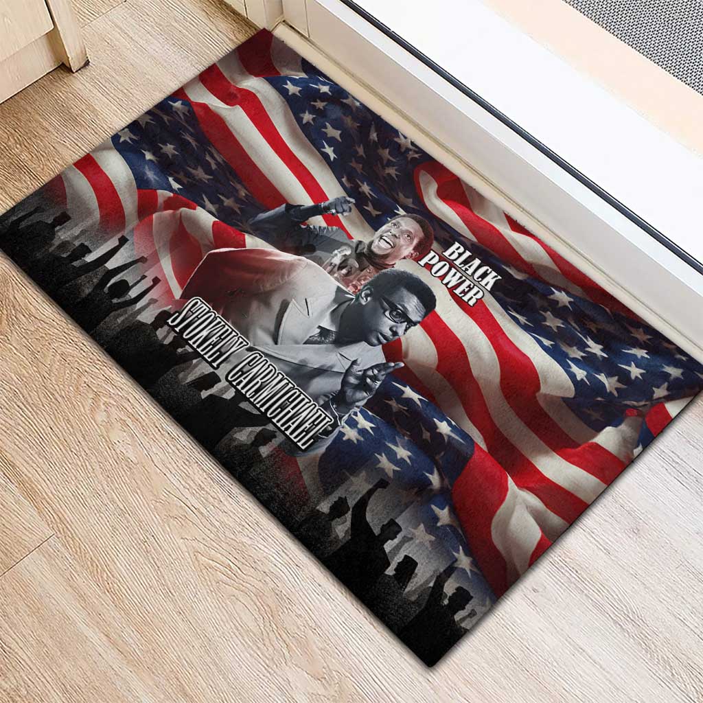 Stokely Carmichael Rubber Doormat American Flag Background Black Power Quote Civil Rights Leader Powerful Speech - African Pride