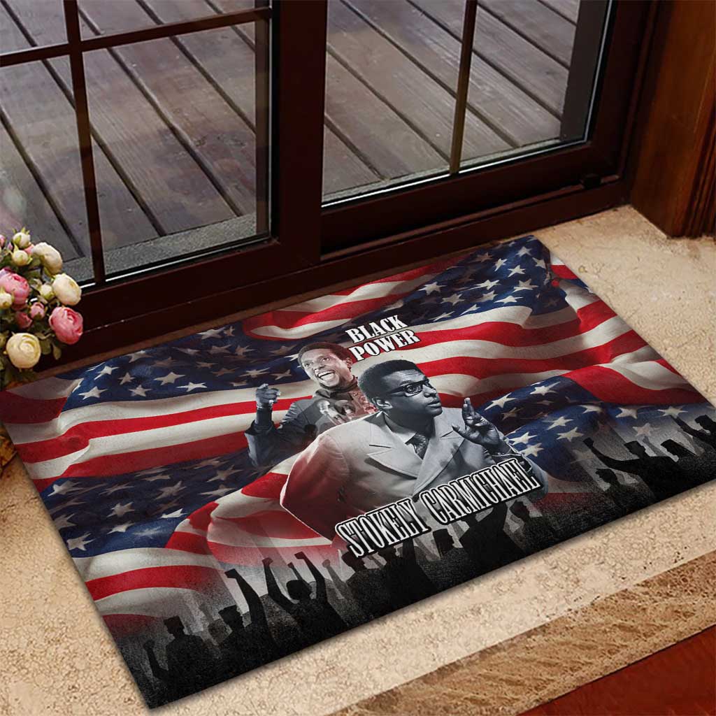 Stokely Carmichael Rubber Doormat American Flag Background Black Power Quote Civil Rights Leader Powerful Speech - African Pride