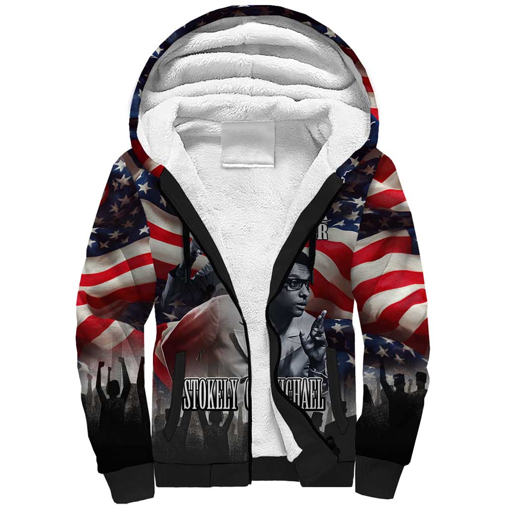 Stokely Carmichael Sherpa Hoodie American Flag Background Black Power Quote Civil Rights Leader Powerful Speech - African Pride