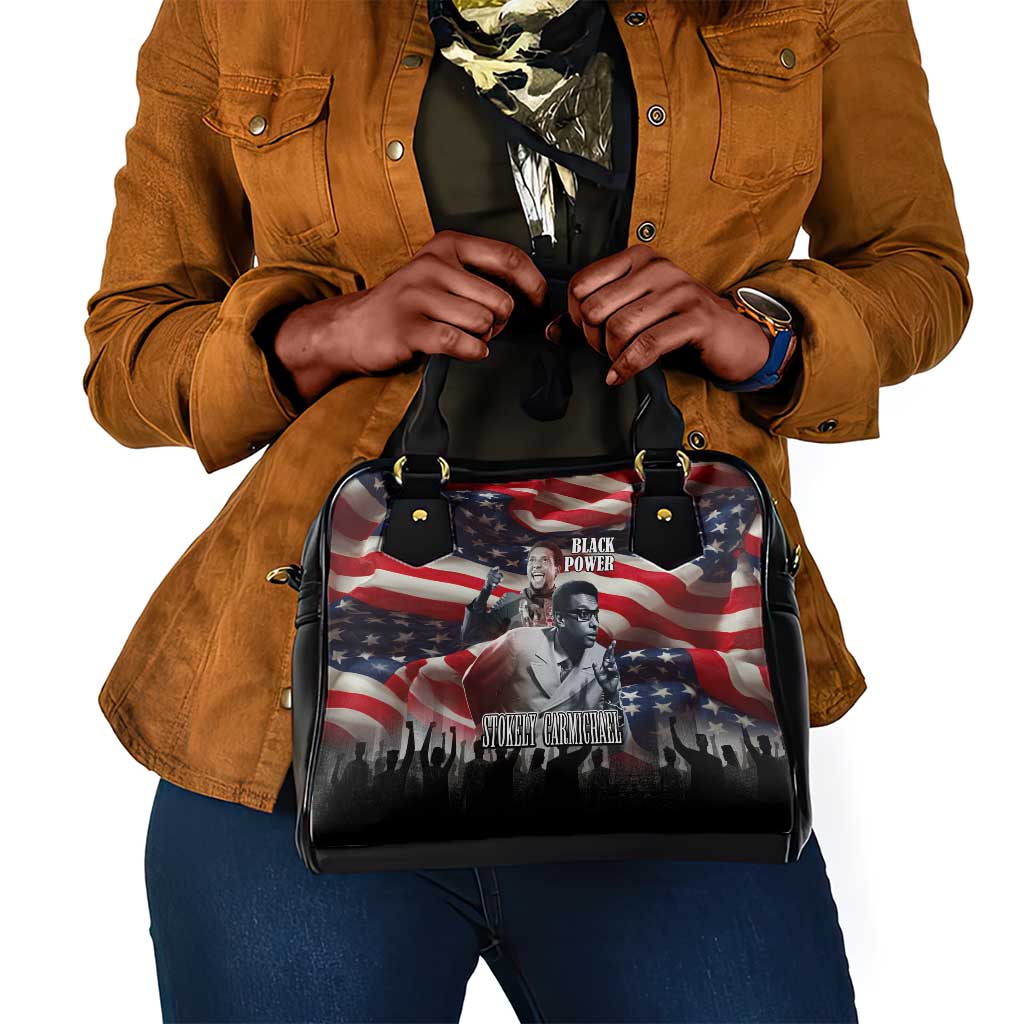 Stokely Carmichael Shoulder Handbag American Flag Background Black Power Quote Civil Rights Leader Powerful Speech - African Pride