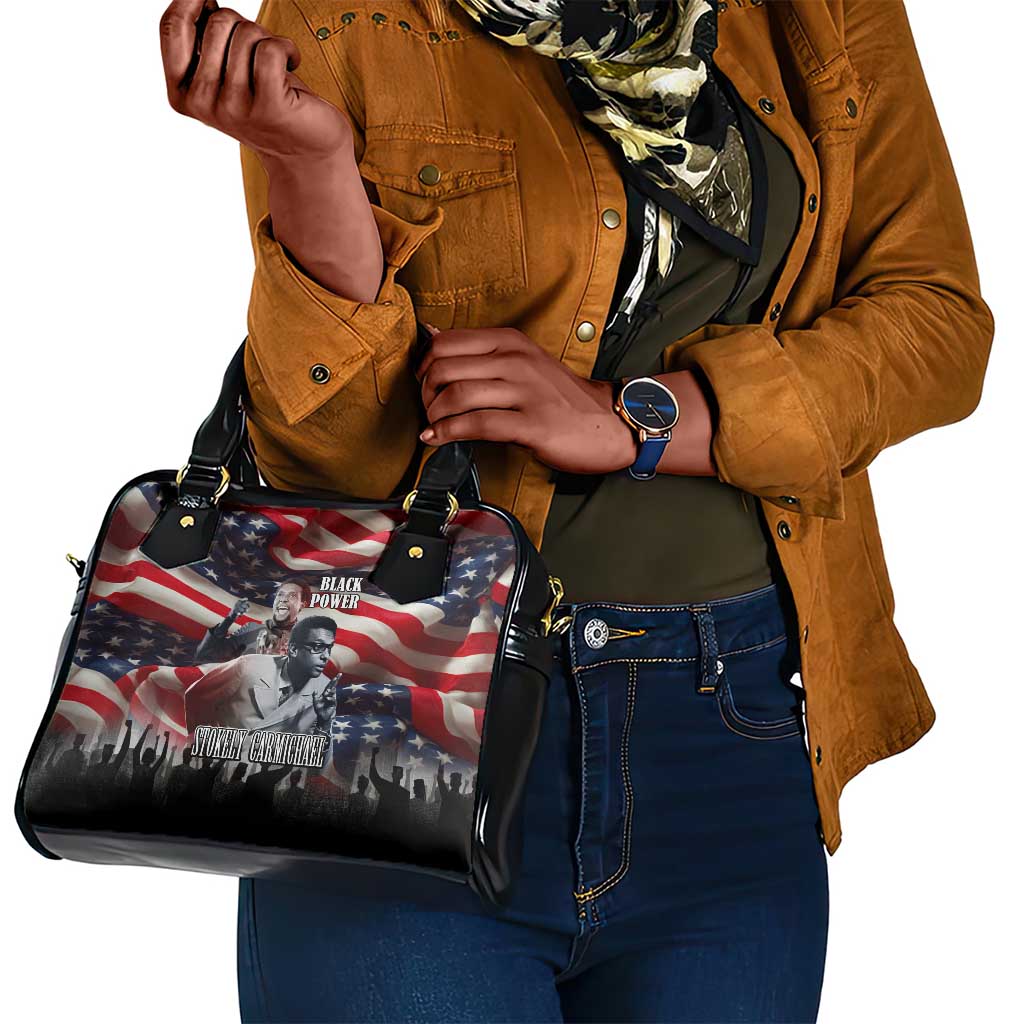 Stokely Carmichael Shoulder Handbag American Flag Background Black Power Quote Civil Rights Leader Powerful Speech - African Pride
