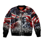 Stokely Carmichael Sleeve Zip Bomber Jacket American Flag Background Black Power Quote Civil Rights Leader Powerful Speech - African Pride