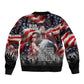 Stokely Carmichael Sleeve Zip Bomber Jacket American Flag Background Black Power Quote Civil Rights Leader Powerful Speech - African Pride