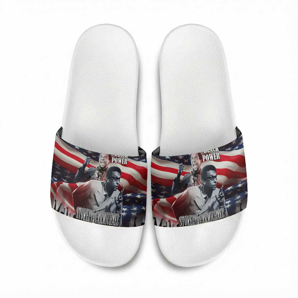 Stokely Carmichael Slide Sandals American Flag Background Black Power Quote Civil Rights Leader Powerful Speech - African Pride