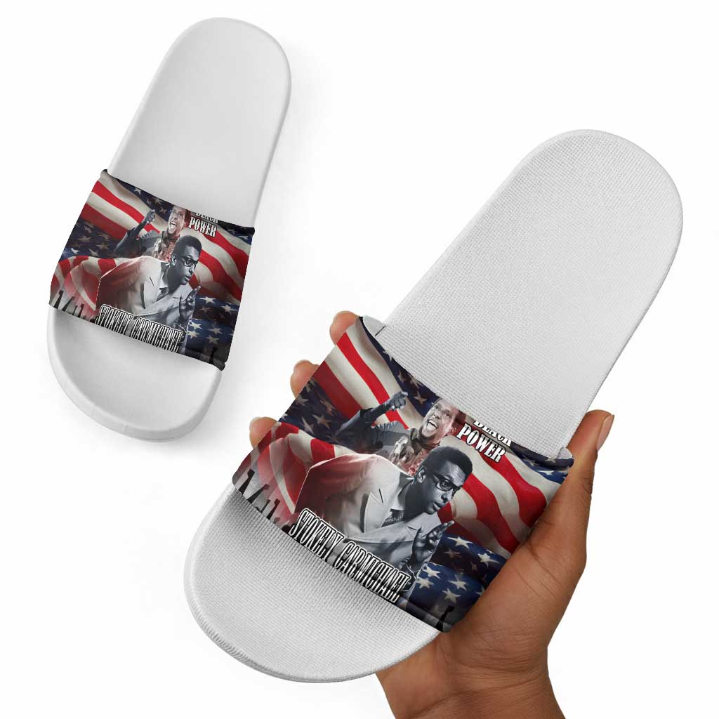 Stokely Carmichael Slide Sandals American Flag Background Black Power Quote Civil Rights Leader Powerful Speech - African Pride