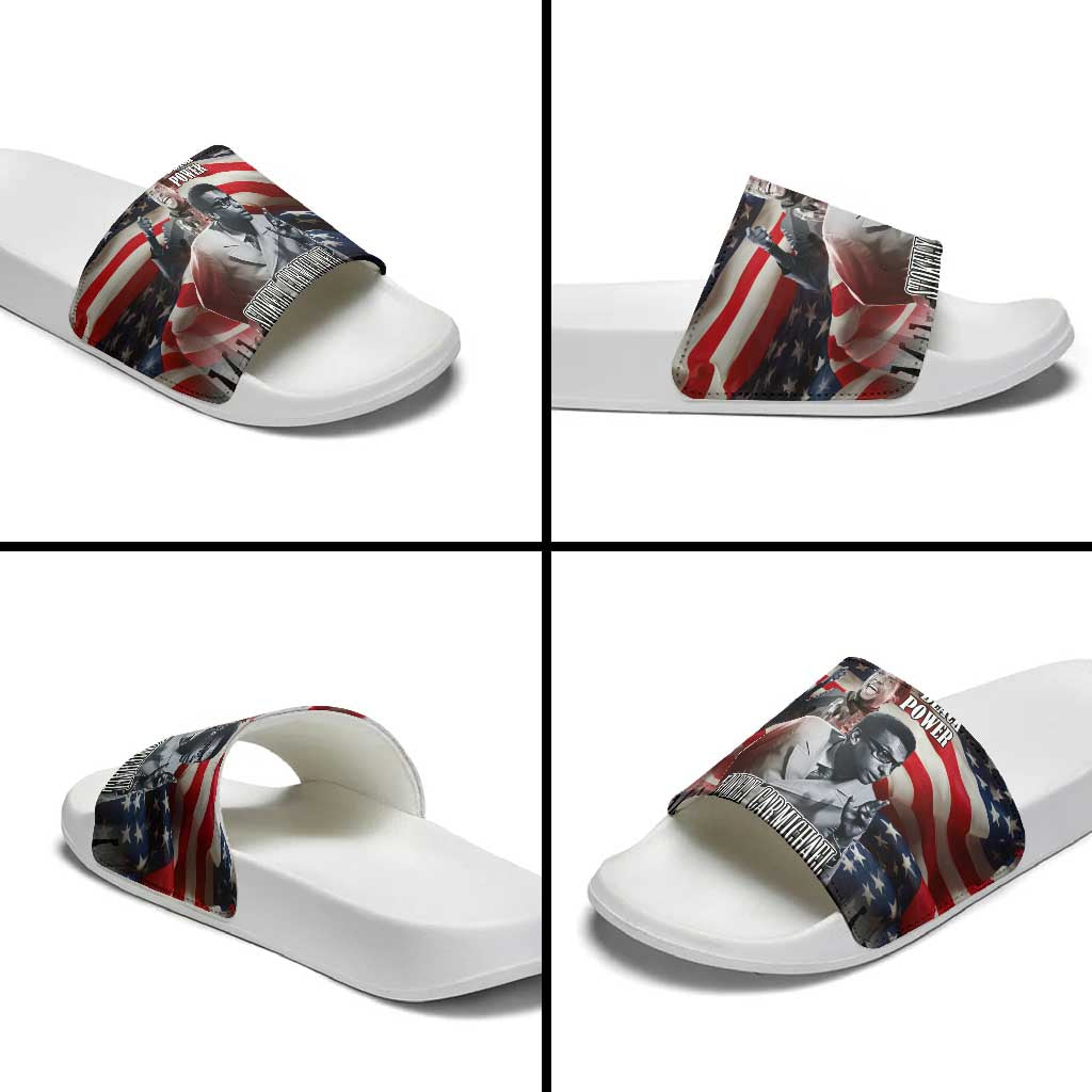 Stokely Carmichael Slide Sandals American Flag Background Black Power Quote Civil Rights Leader Powerful Speech - African Pride
